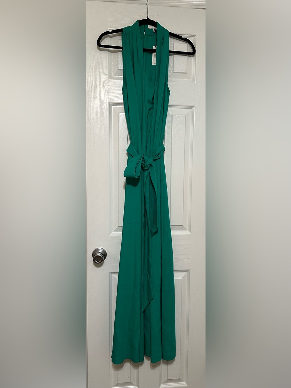 Banana Republic Emerald Green Sleeveless Stretch Crepe  Maxi Wrap Dress - Picture 8 of 13